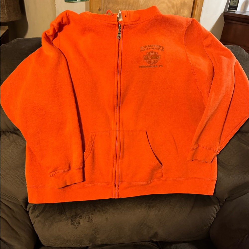 Orange Women’s Harley Davidson Zip-Up Jacket
